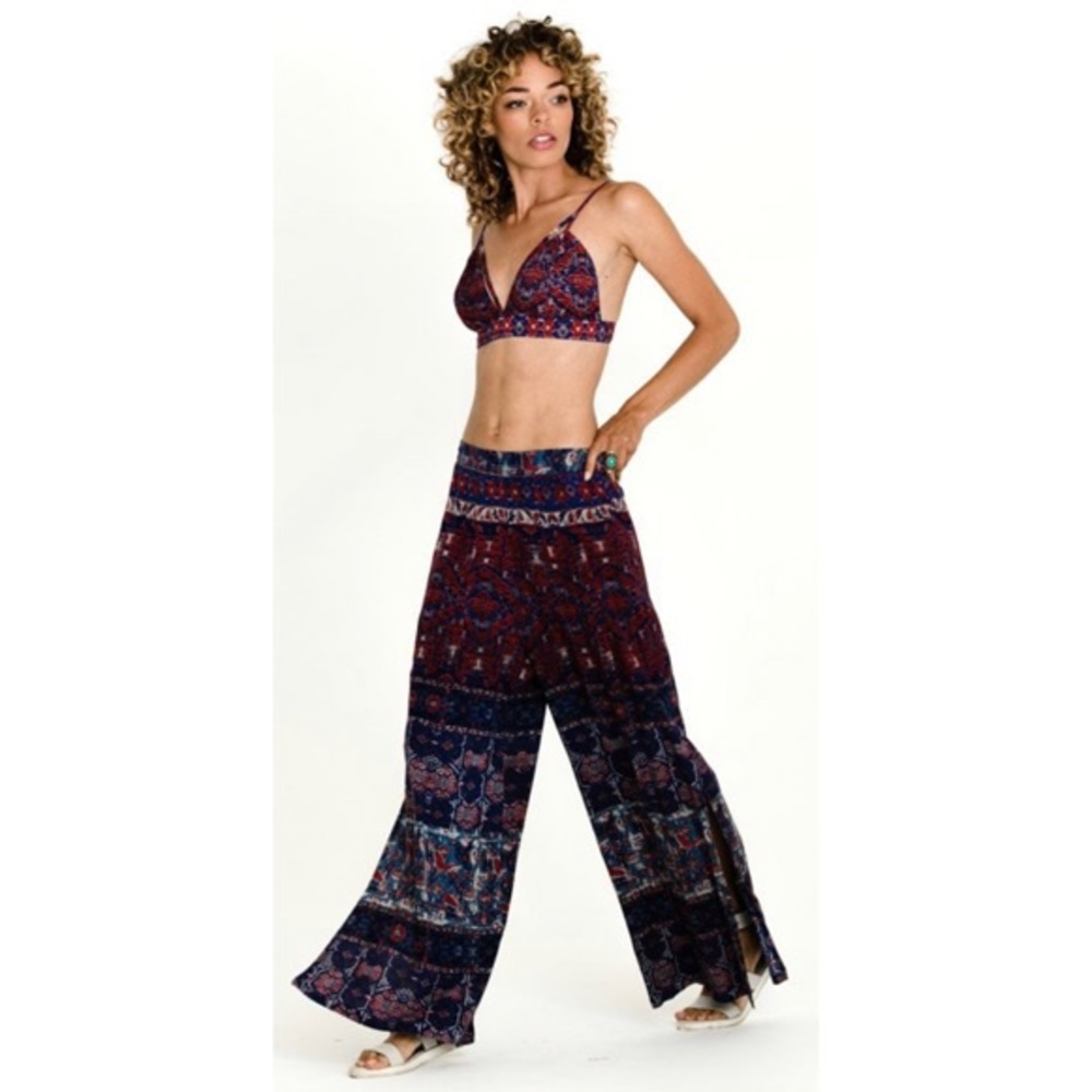 new ❦ Raga ❦ Dream Side Slit Beach Pants ❦ Indigo - Picture 2 of 12
